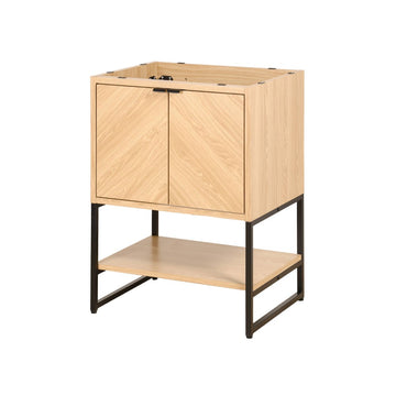 Juhl Chevron-Front Modern Minimalist 2-Shelf Bath Vanity Cabinet Only (Sink Basin Not Included) - JONATHAN Y